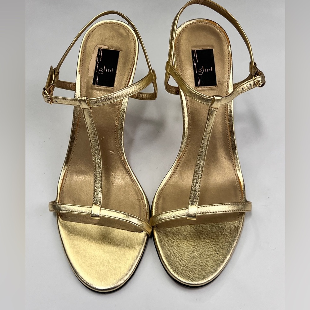 GLINT “vero cuoio” Gold Heels